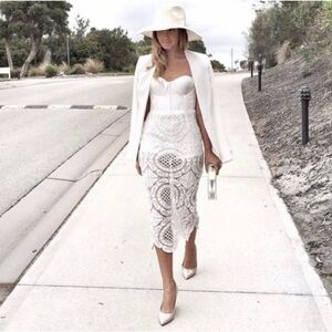 Bebe White Bodycon Midi Dress Sweetheart Neckline Sleeveless